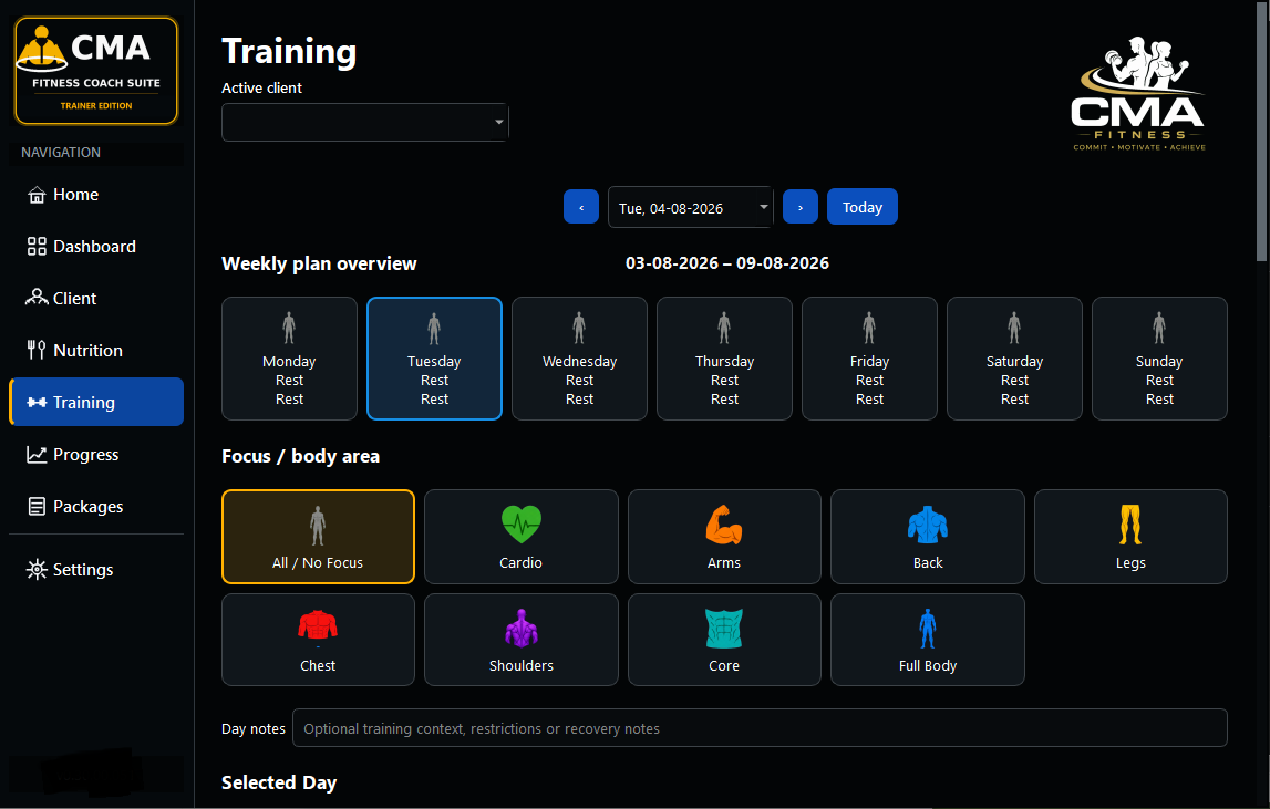 CMA Fitness Coach training page